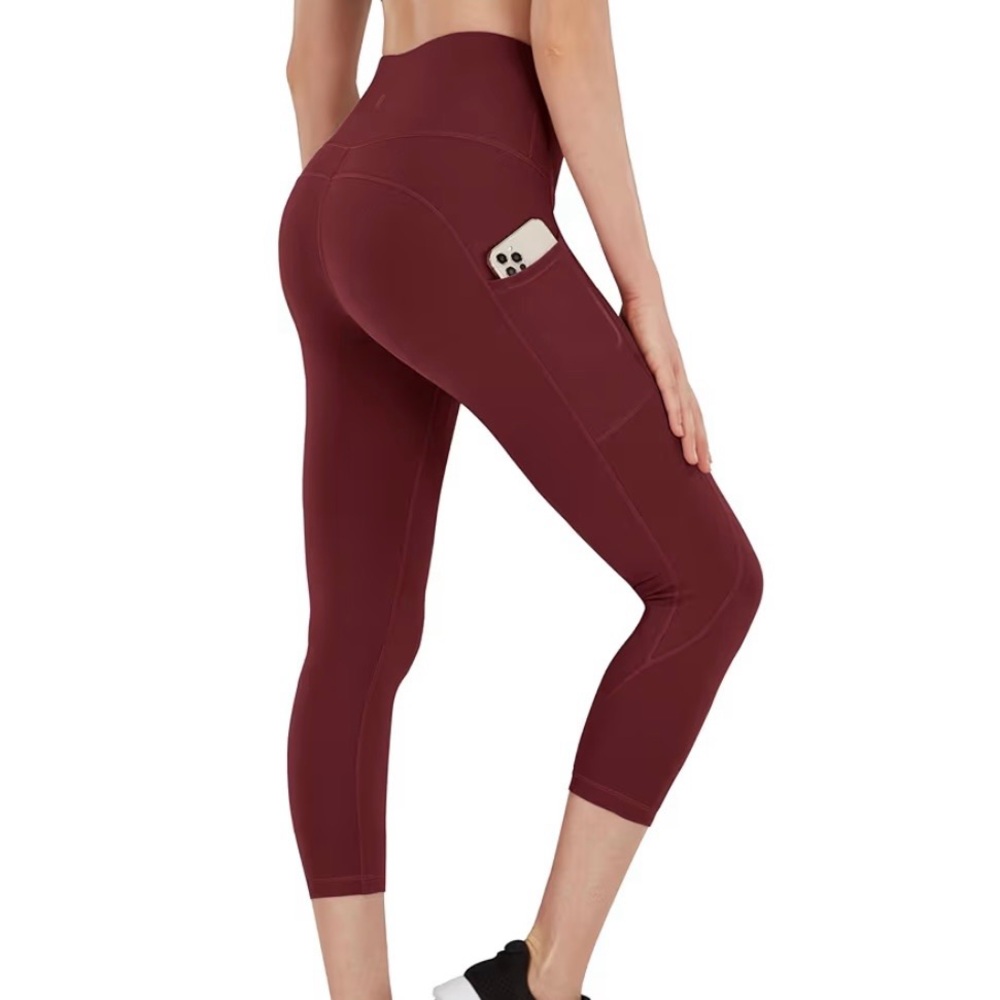 LifeSky High Waist Tummy Control 4-Way Stretch Yoga Pants with 3 Pockets Large